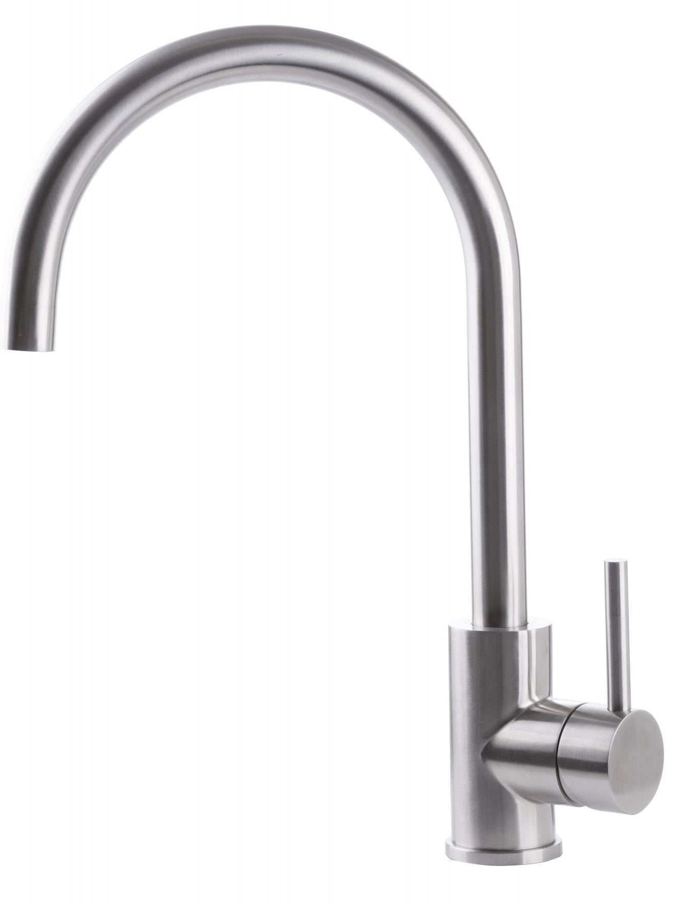 Rubinetto Cucina Miscelatore Monocomando Lavello Canna Tonda Girevole in Acciaio Inox