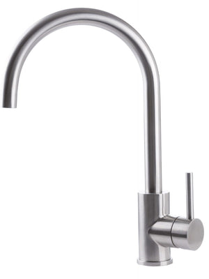 Rubinetto Cucina Miscelatore Monocomando Lavello Canna Tonda Girevole in Acciaio Inox