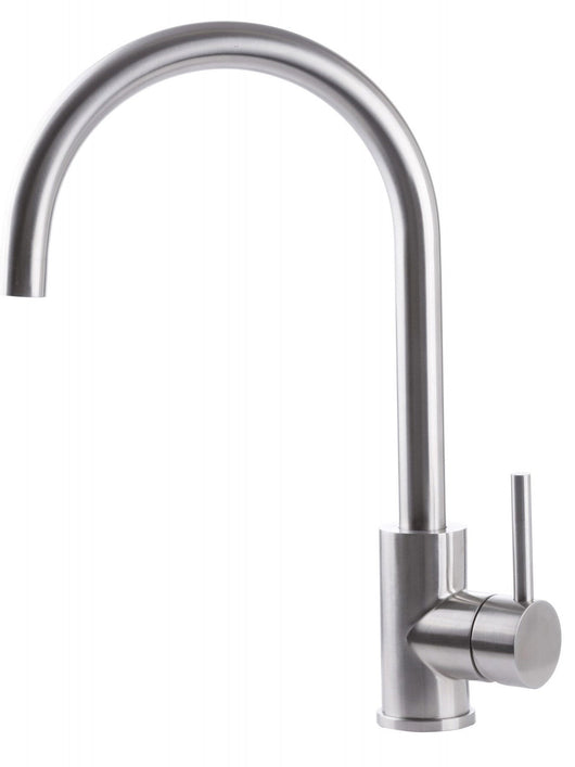 Rubinetto Cucina Miscelatore Monocomando Lavello Canna Tonda Girevole in Acciaio Inox