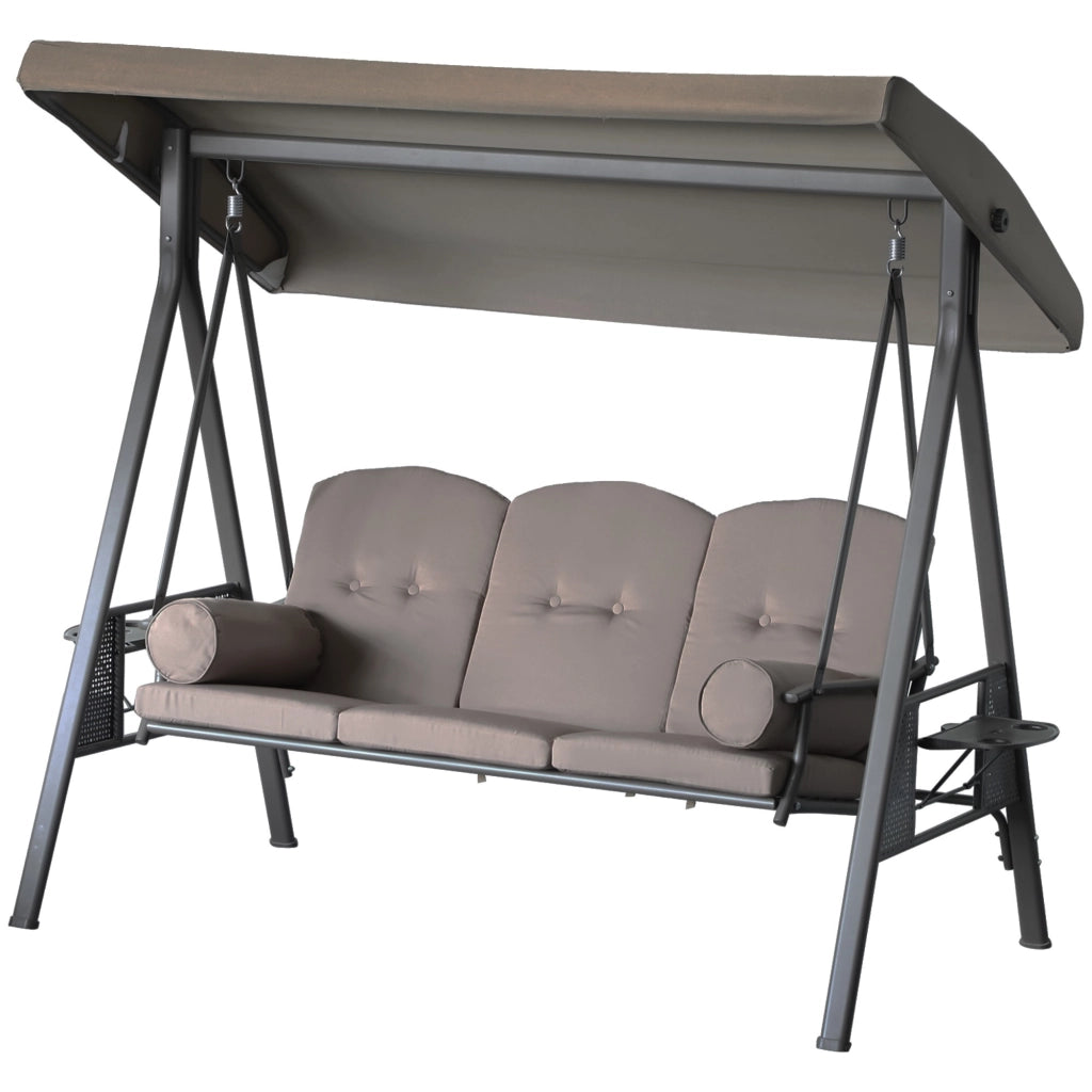 Amaca da Giardino 3 Posti con Cuscini e Tetto Regolabile ¨C zephmum ¨C Beige Polyester