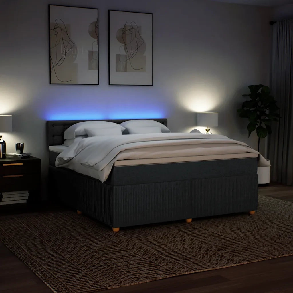 Giroletto a Molle con Materasso Grigio Scuro 180x200 cm Tessuto