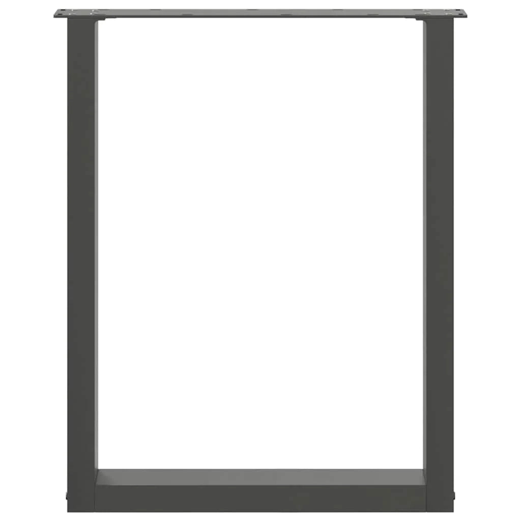 Set di 2 gambe per tavolo da pranzo a forma di U 70 x 72-73 cm con piedini regolabili design moderno in acciaio antracite 02_0057426