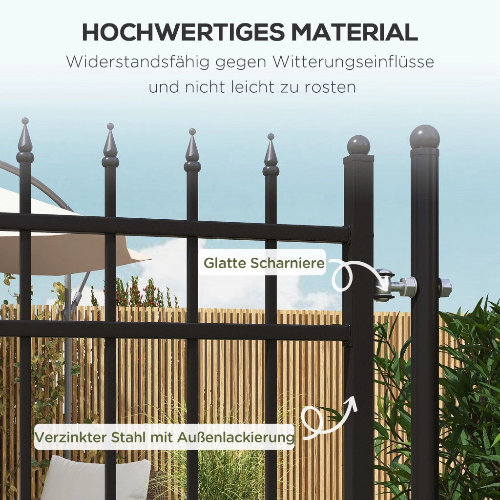 Cancello da Giardino con Serratura e Chiave ¨C Zephmum ¨C Acciaio Inox, Decorativo, 107x204cm, Nero