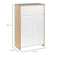 kleankin Mobile Bagno Multiuso, Mobiletto da Bagno con Armadietto e Cassetto, Salvaspazio, Color Legno e Bianco 60x30x90cm