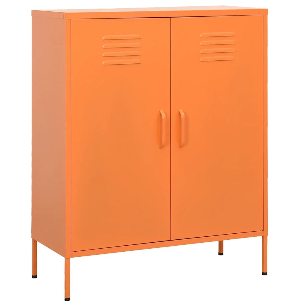 Mobile contenitore pratico 80 x 35 x 101,5 cm con ripiani regolabili design contemporaneo in acciaio arancione 02_0046856