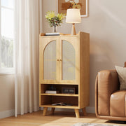 Buffet in rattan con 2 porte e 2 scomparti aperti - Xylo - L60¡ÁP40¡ÁH121 cm - Multifunzionale per ingresso, soggiorno o cucina