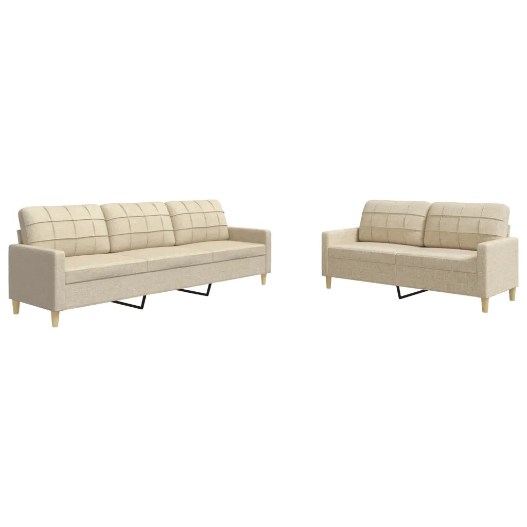vidaXL Set di Divani 2 pz Crema in Tessuto