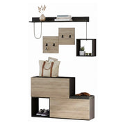 Mobile da ingresso Libeccio, Entratina appendiabiti, Composizione per atrio, Consolle portaoggetti multifunzione, 120x17h76 cm, Antracite e Rovere