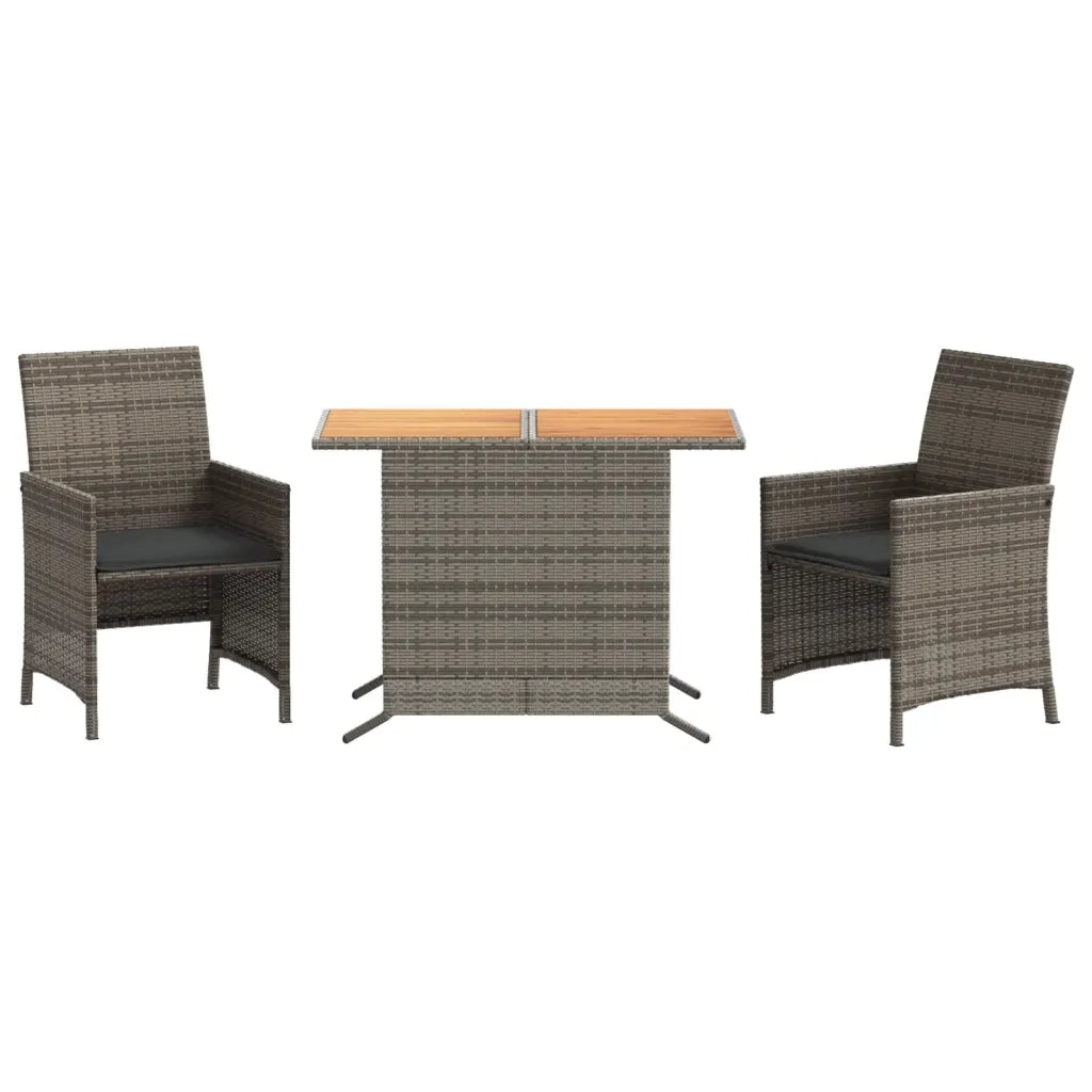 Set da Bistr¨° 3 pz | Set Salotto da Giardino con Cuscini Grigio in Polyrattan