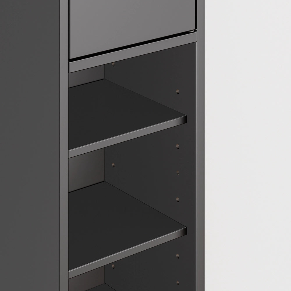 SoBuy BZR34-II-SCH Colonna Bagno Stretta - Mobile Bagno Idrorepellente, Alto con Ripiani Regolabili e Cassetto - Armadietto Salvaspazio, MDF, Nero, 20x180x20cm