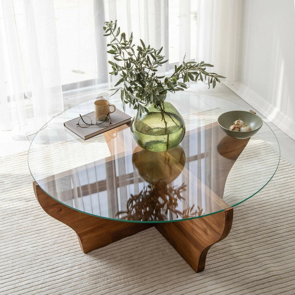 Califfi, Tavolino da Salotto Portariviste, 92x92x36h cm Marrone Quercia