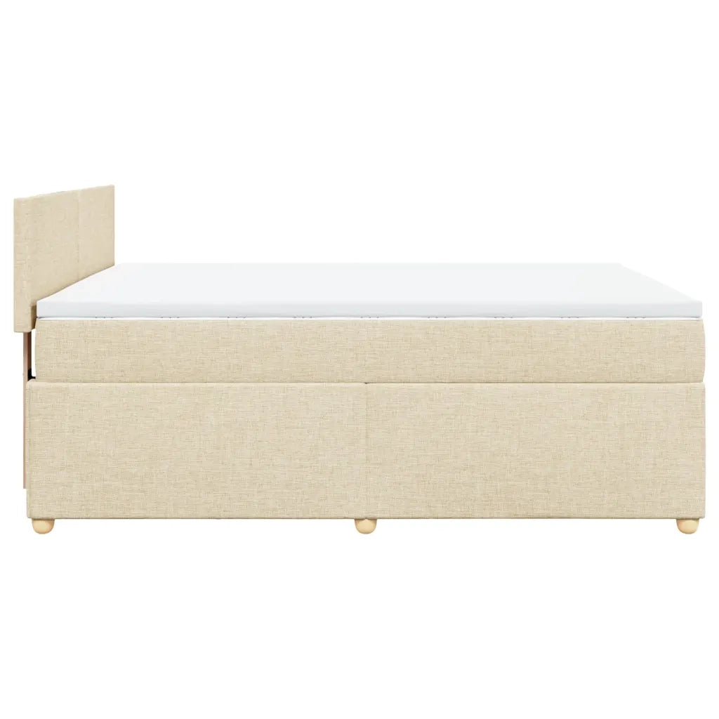 Giroletto a Molle con Materasso Crema 160x200 cm in Tessuto