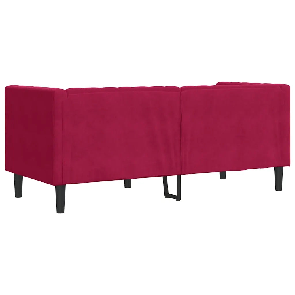 Divano Chesterfield con Rinforzi 2 Posti Rosso Vino in Velluto