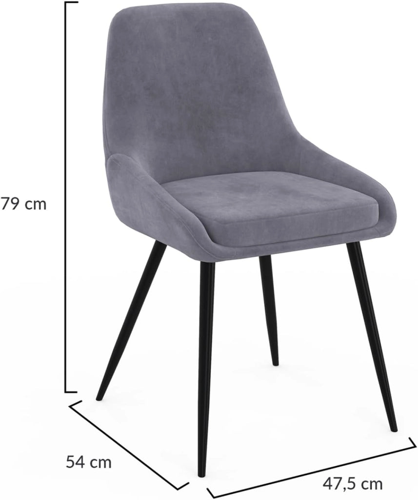 Set di 4 sedie THALYA in velluto grigio chiaro con braccioli