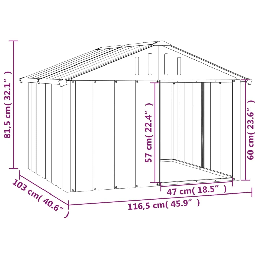 Cuccia per cani 116,5 x 103 x 81,5 cm acciaio zincato antracite 02_0043436