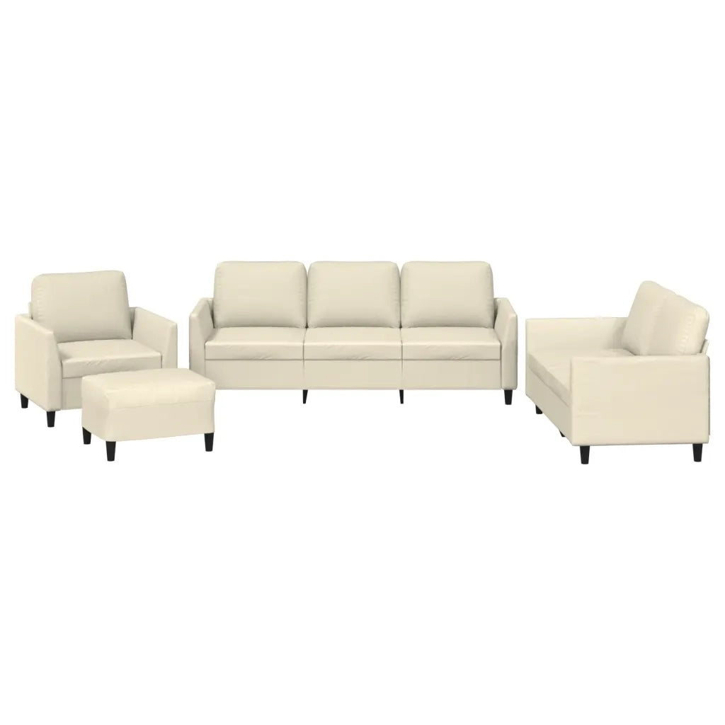 Set di Divani 4 pz con Cuscini crema in Similpelle