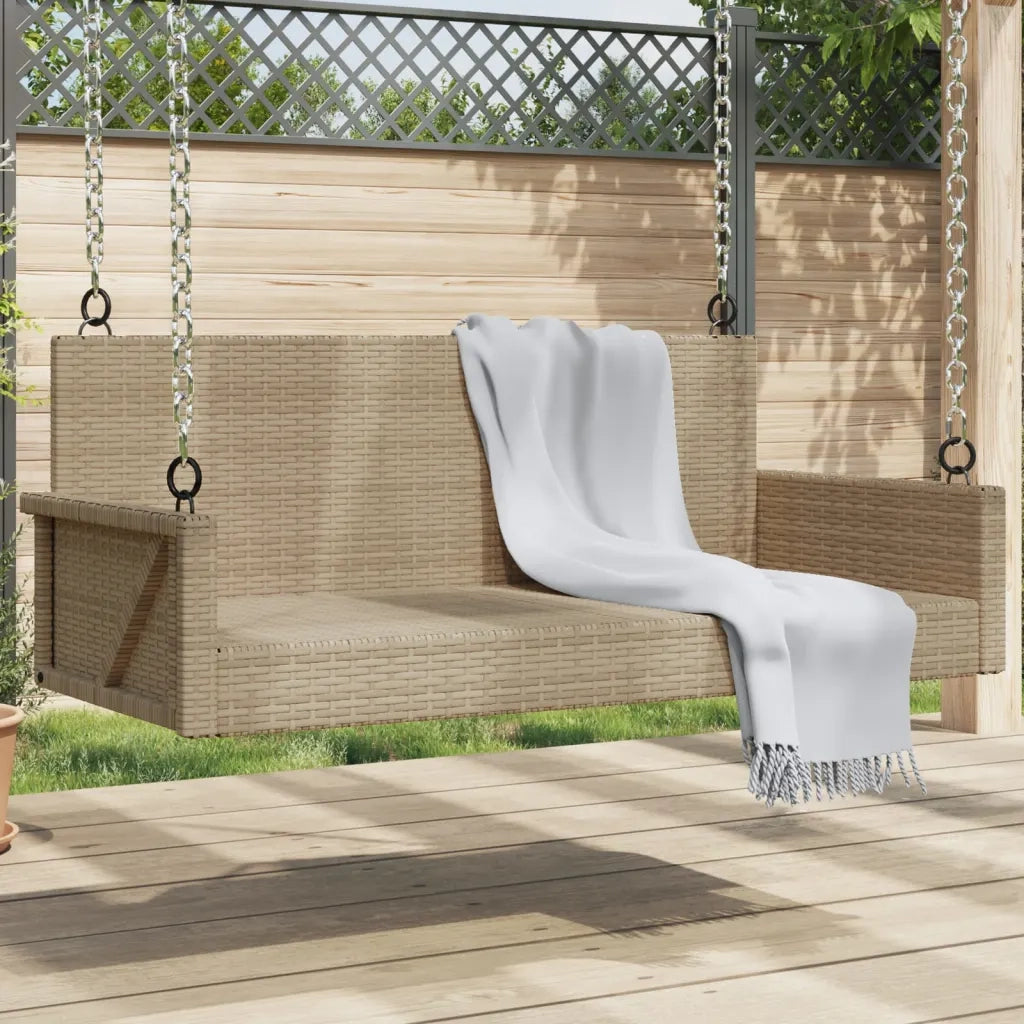 Panca da Giardino | Panchina a Dondolo Beige 119x56x48 cm in Polyrattan