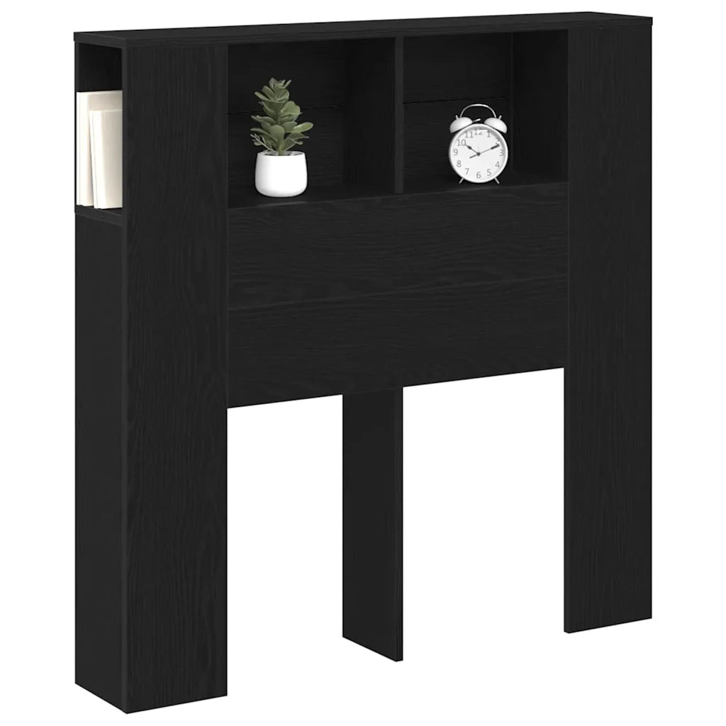 Testiera | Testata del letto con lo scaffale Rovere Nero Legno multistrato
