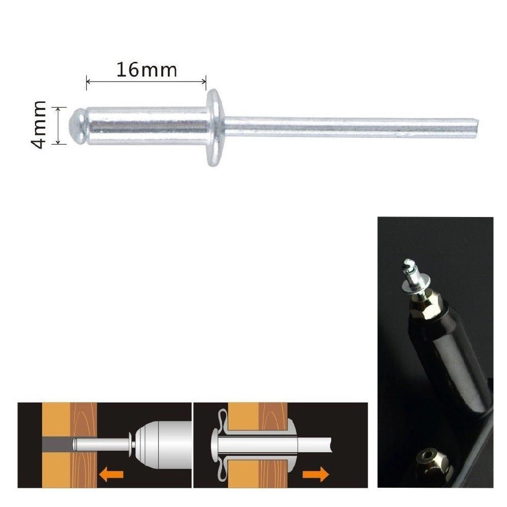Trade Shop - Set 17 Pz Rivetti Rivetto 4x16 Mm Accessori Bricolage Ferramenta Fai Da Te 90818 -