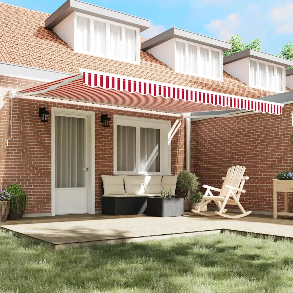 Tenda da Sole-Tenda parasole per Patio Rosso e Bianco 450 x 300 x 165 cm 610530
