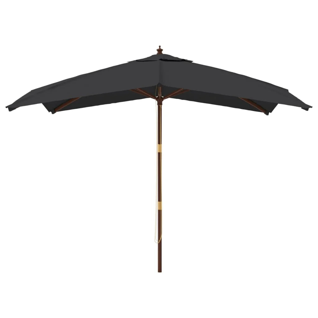 Ombrellone da giardino con palo in legno 300 x 300 x 273 cm nero 02_0008345