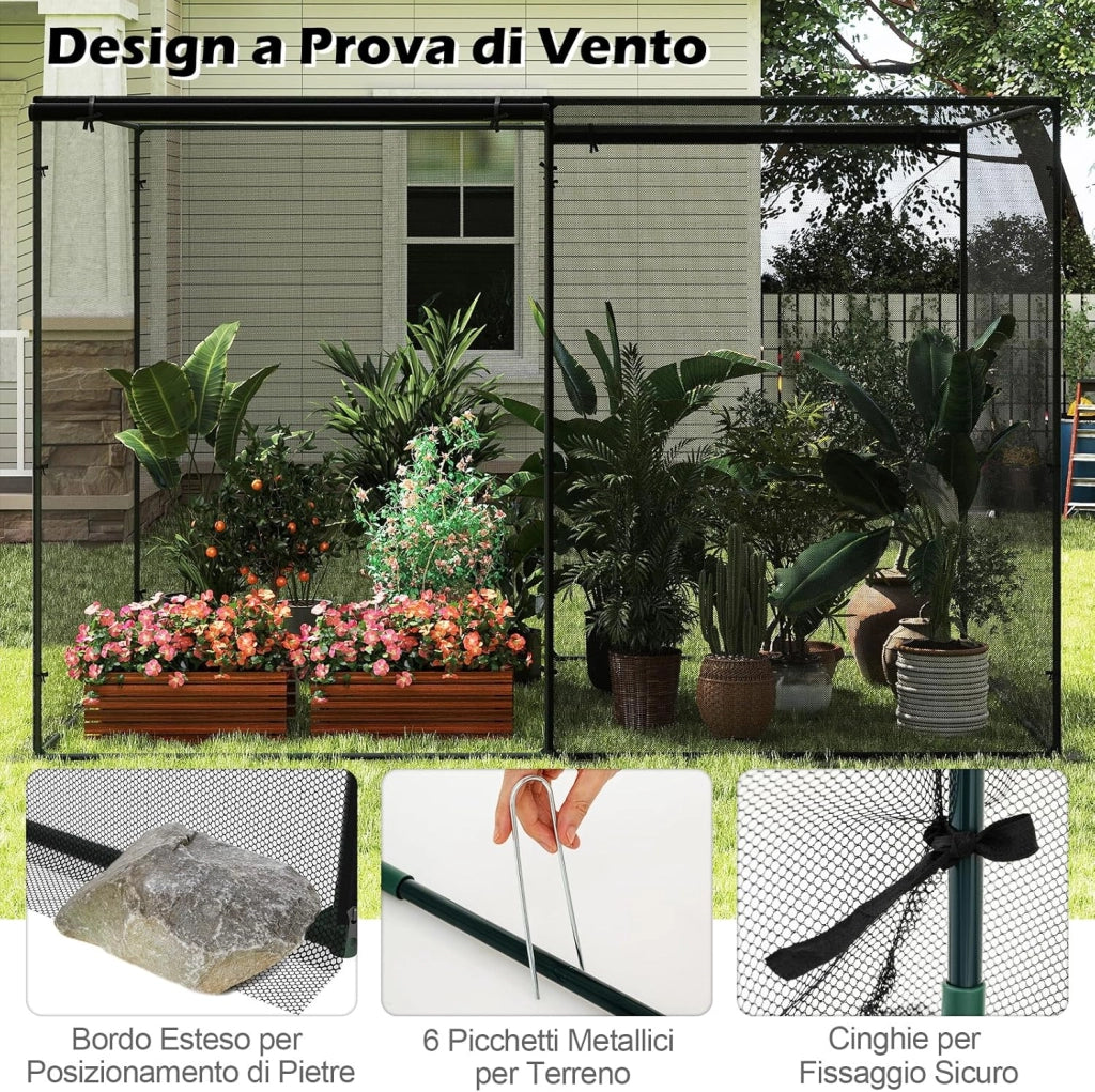 Serra da Giardino, Mini Serra da Balcone per Proteggere Piante e Fiori con Rete Traspirante ad Alta Densità, Robusti Tubi Metallici, Connettori Rinforzati e Borsa
