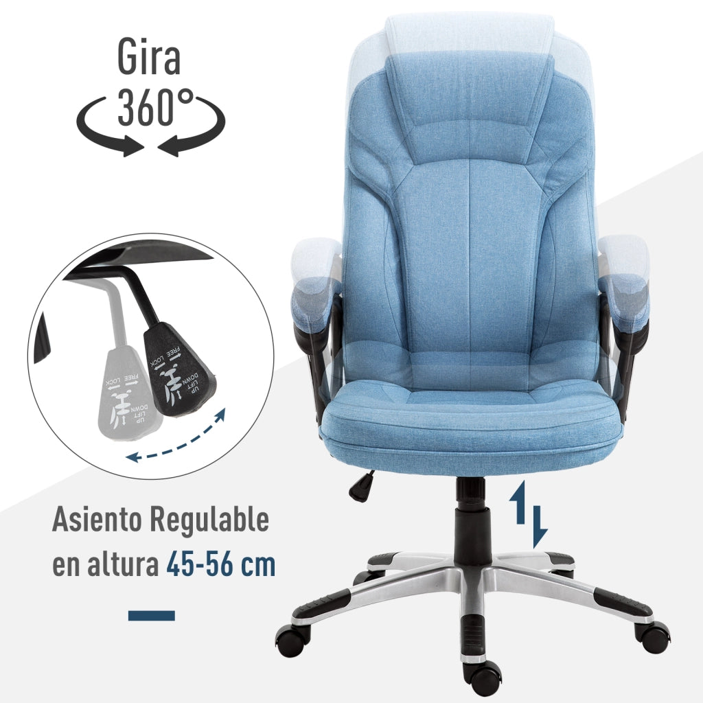 Sedia da ufficio ergonomica con schienale alto ¨C zephmum ¨C 66x75x110-120 cm blu chiaro