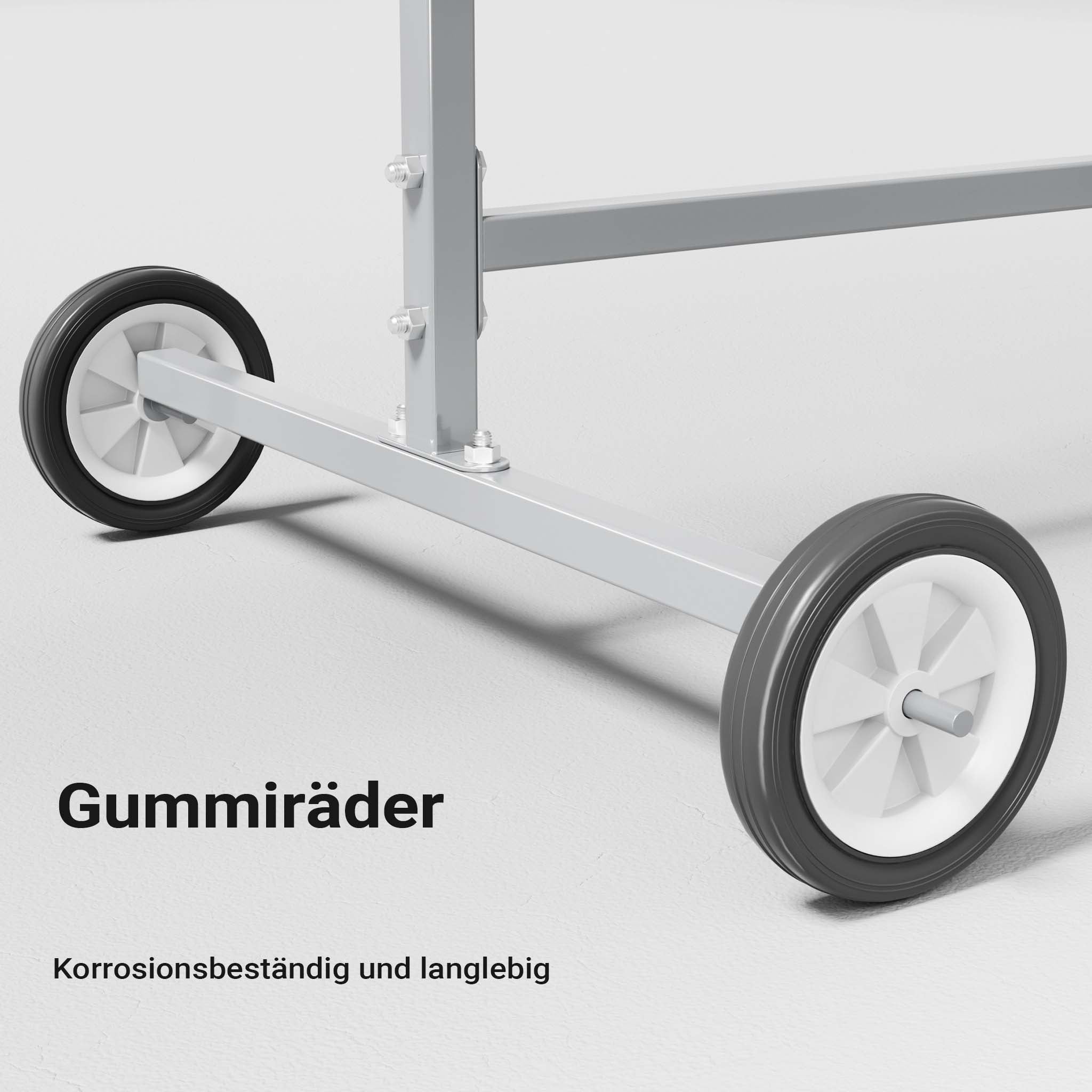 Cavalletto girevole per verniciatura con rotelle e supporti per cofani e alettoni