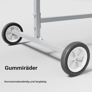Cavalletto girevole per verniciatura con rotelle e supporti per cofani e alettoni