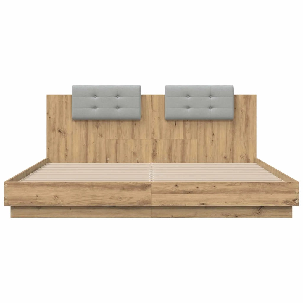 Struttura letto con testata-Giroletto Rovere artigianale 200 x 200 cm