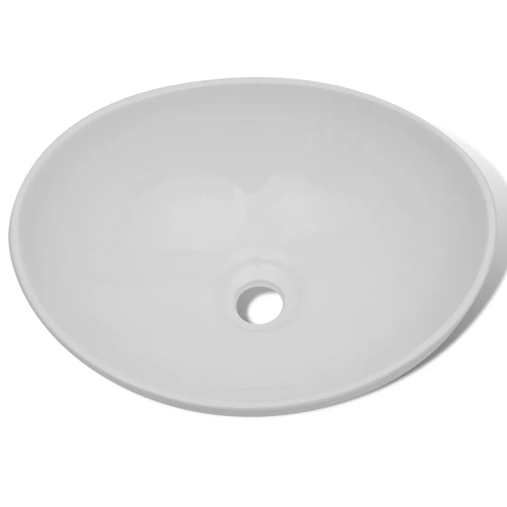Lavello Bagno con Miscelatore in Ceramica Ovale Bianco CFW8626029