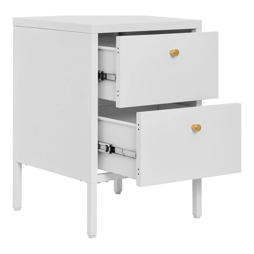 Comodino Dalby, Bianco, Metallo, 40x40x60 cm