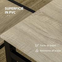 Set da Pranzo Tavolo Rettangolare e 4 Sedie in Acciaio e MDF Nero e Rovere