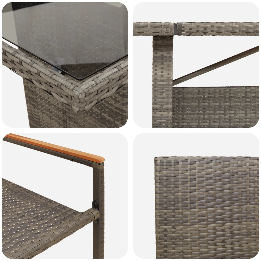 Set da Pranzo da Giardino di 11 Pezzi  Grigio in Polyrattan