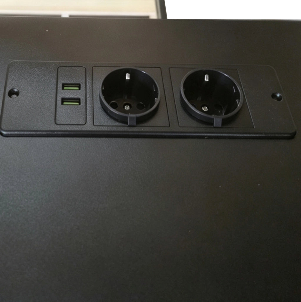 Letto a castello gaming 140x200 cm con scrivania; LED e USB in legno MDF e pino; nero
