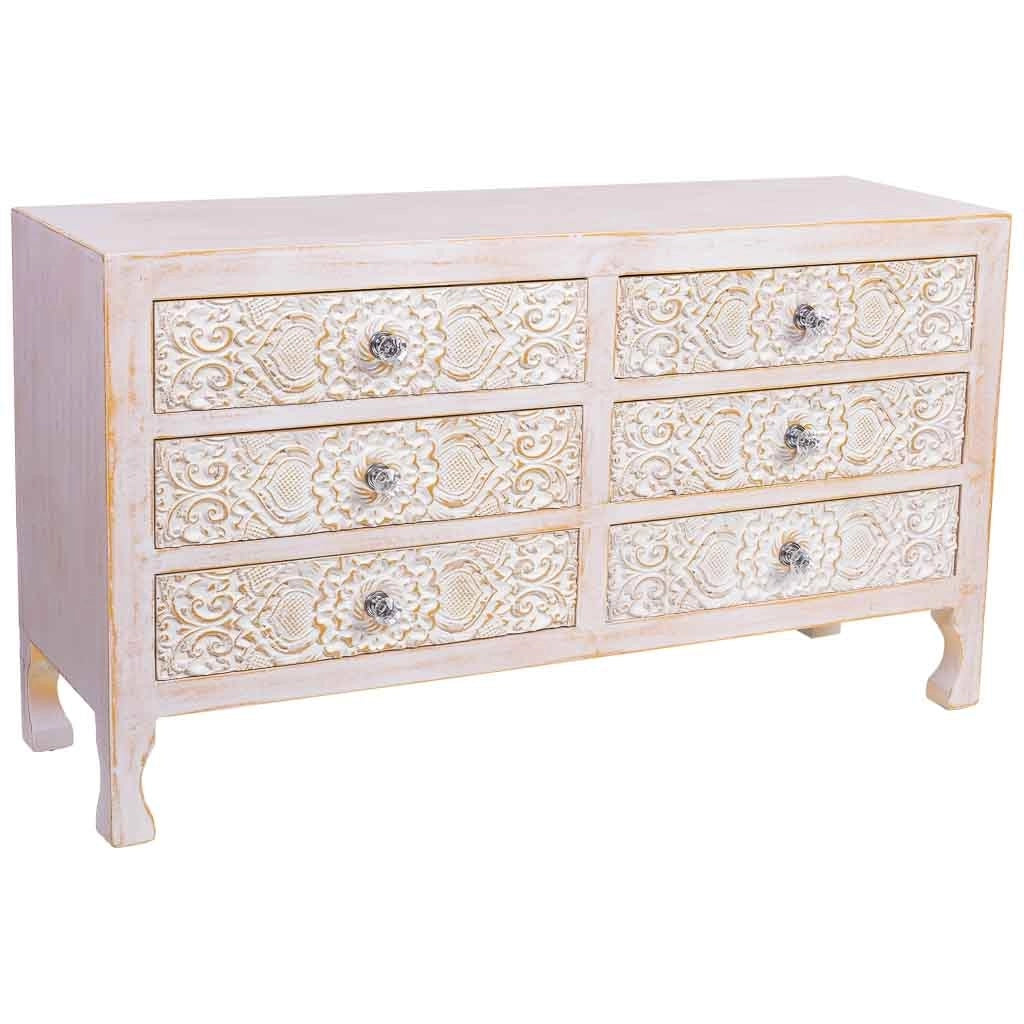 Comò in legno con 6 cassetti 91x28,5x51,5