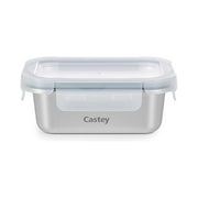 Castey, Contenitore Rettangolare, Acciaio Inox, Chiusura Ermetica, Per Alimenti