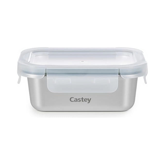 Castey, Contenitore Rettangolare, Acciaio Inox, Chiusura Ermetica, Per Alimenti
