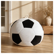 Fauteuil pouf rotondo con imbottitura in schiuma a rimbalzo, in flanella bianco e nero 48.0 × 38.0 × 21.0 cm