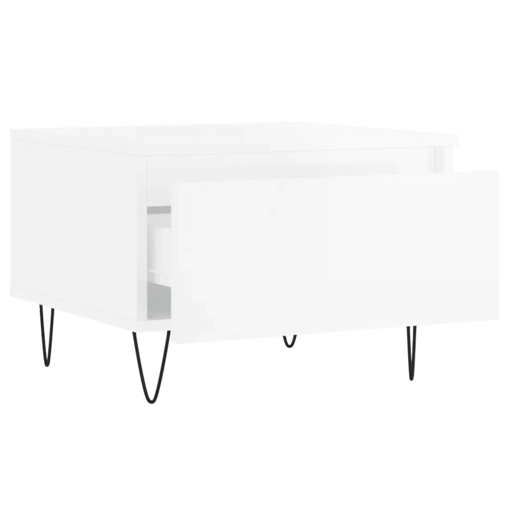 Tavolini Salotto 2pz Bianco Lucido 50x46x35cm Legno Multistrato 830865