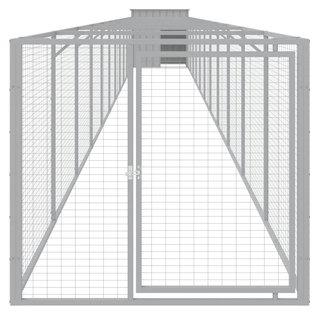 Cuccia per cani con cortile luminoso 110 x 1221 x 110 cm grigio 02_0043489