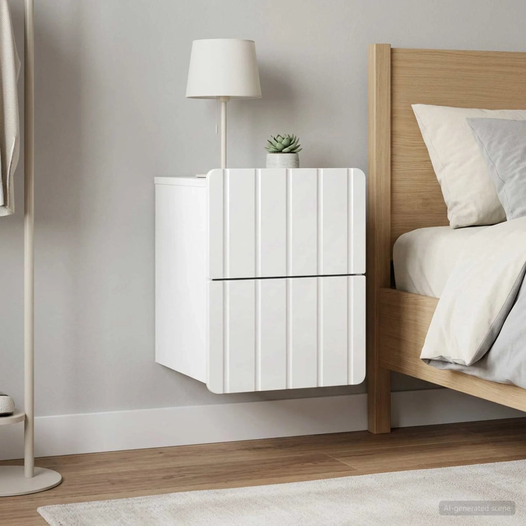Mobiletto da notte a muro 2 pcs Bianco Lucido 33 x 34,5 x 43 cm 898304