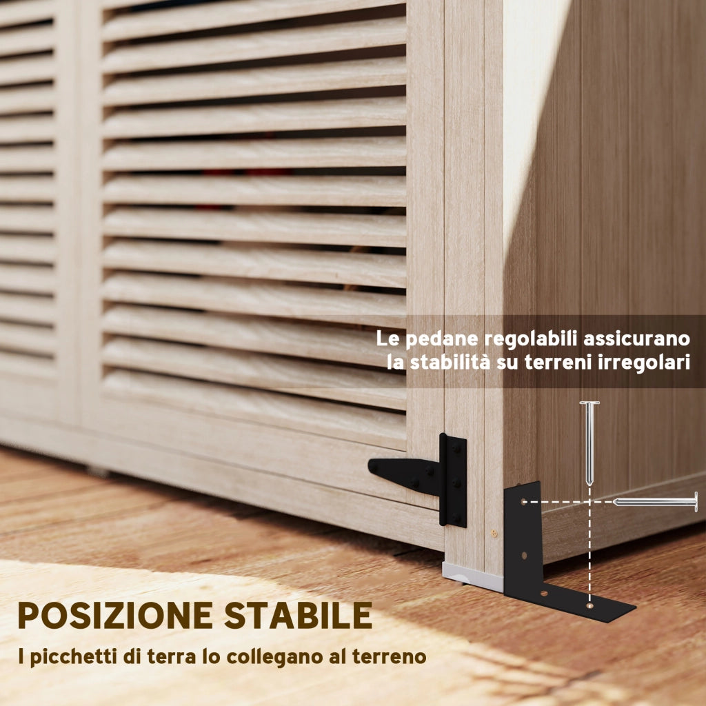 Armadio da Esterno con 2 Ripiani e Picchetti ¨C zephmum ¨C Legno di Abete 127x65x159.5/168 cm