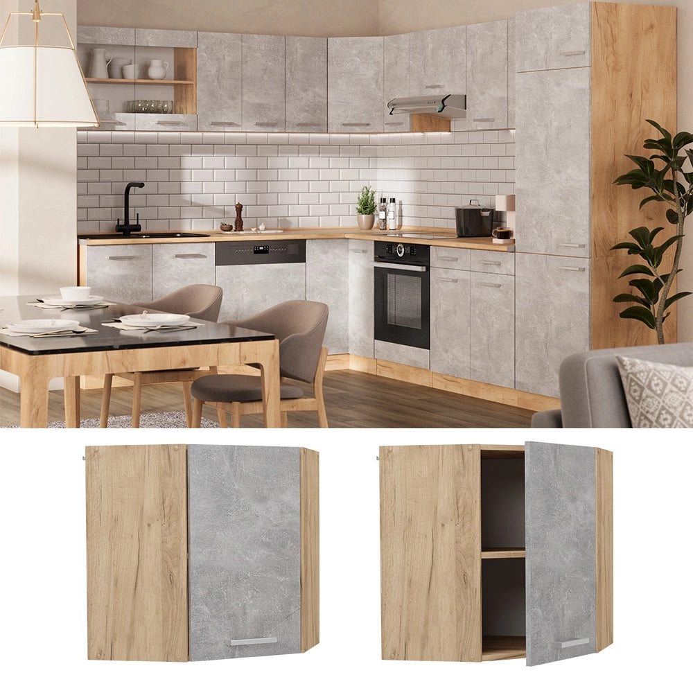 Mobile angolare da cucina R-Line Calcestruzzo/Rovere dorato 57 cm Vicco
