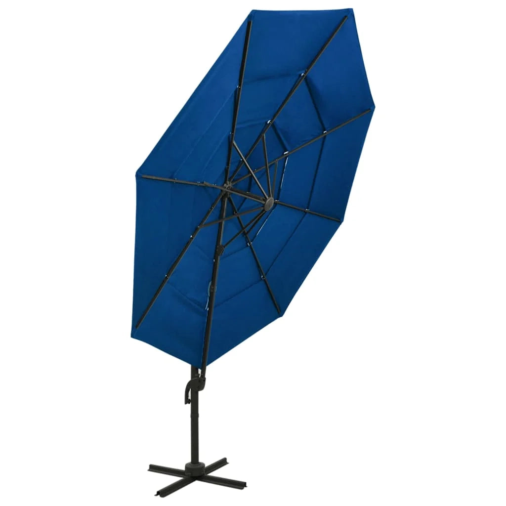 Ombrellone a quattro livelli con palo in alluminio 3 x 3 m blu 02_0008787