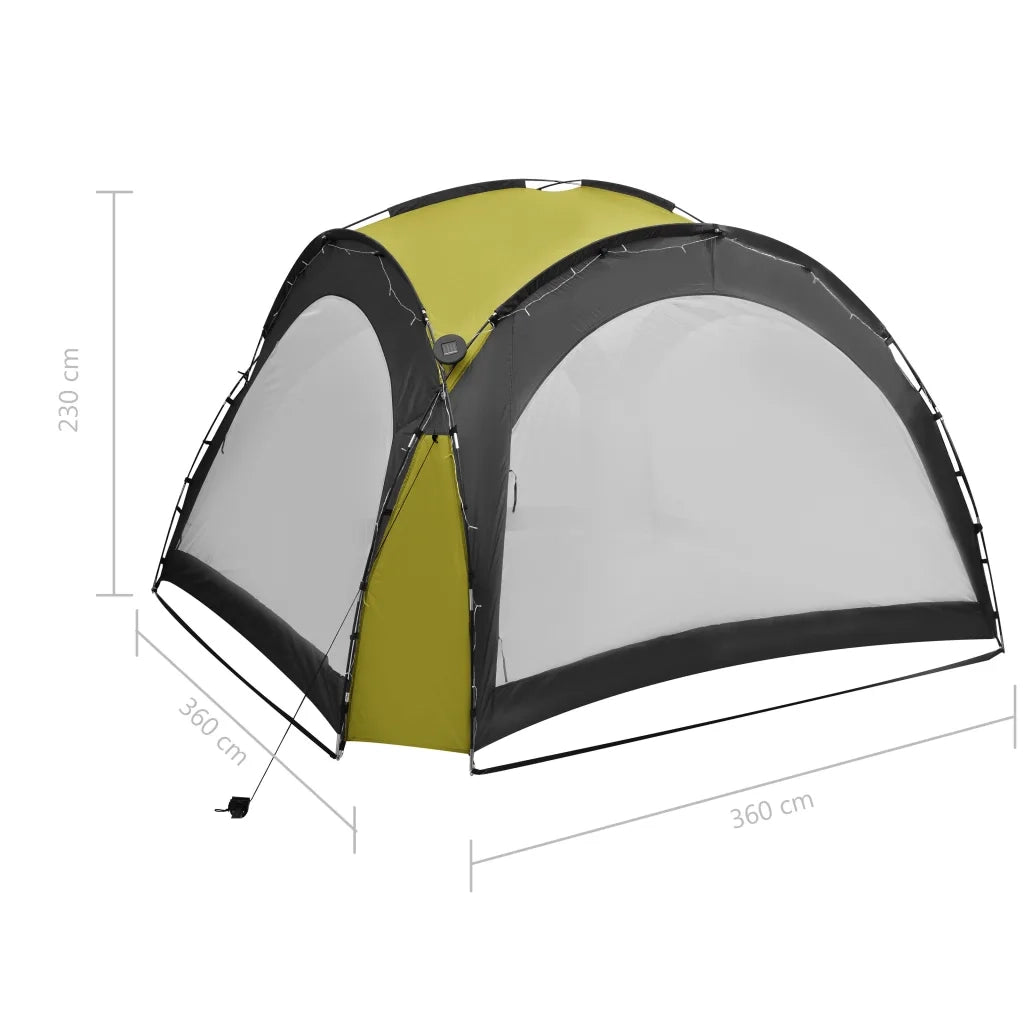 Tenda per Feste con LED e 4 Pareti 3,6x3,6x2,3 m Verde 92237