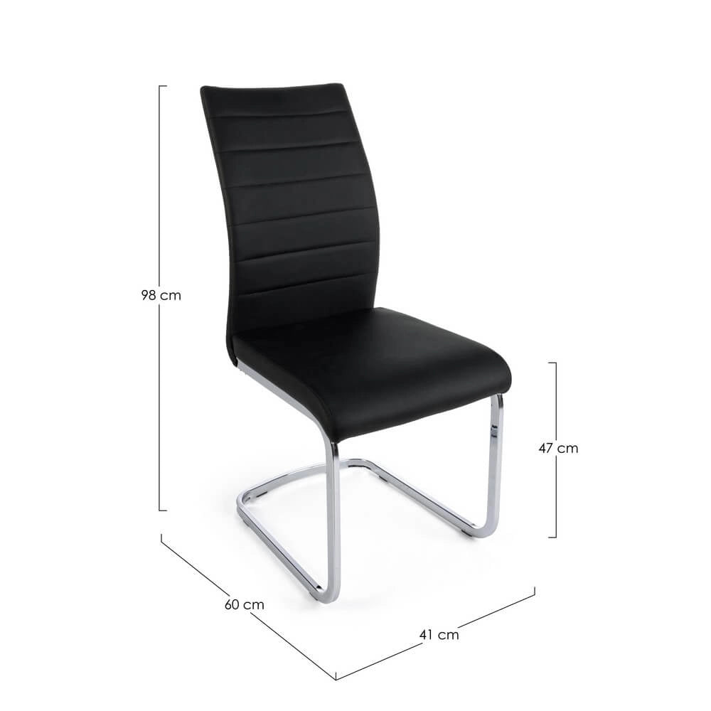 Set di 4 Sedie da Pranzo in Similpelle con Gambe Cromate - NEXTWAVE