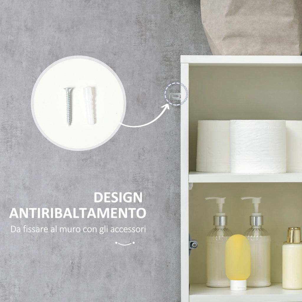 EasyComfort Colonna Bagno con Cassetto e 2 Armadietti Bianco Lucido, 30x28x170cm