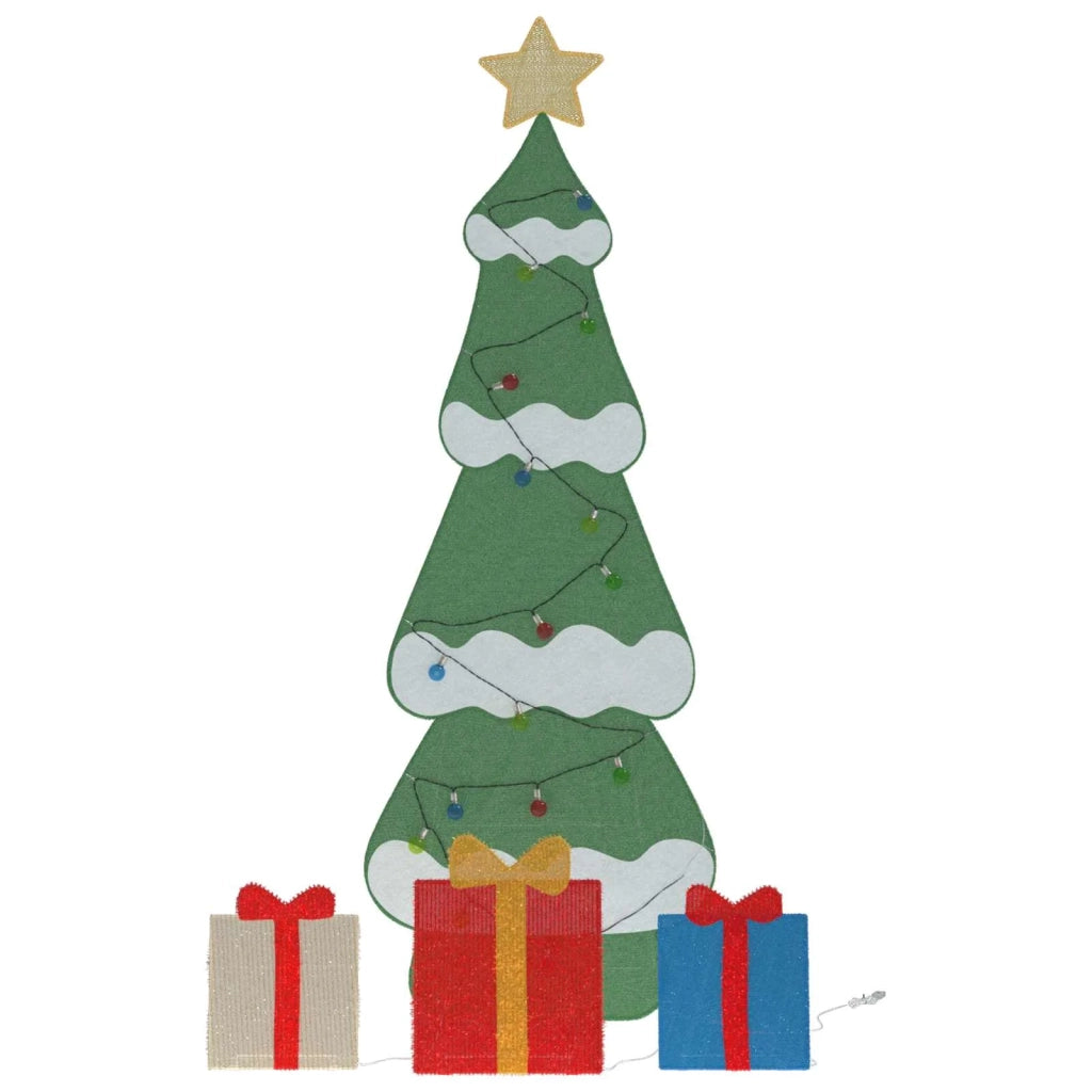 Albero di Natale | Decorazioni natalizie Illuminato con 3 Scatole Regalo 2D Bianco Caldo