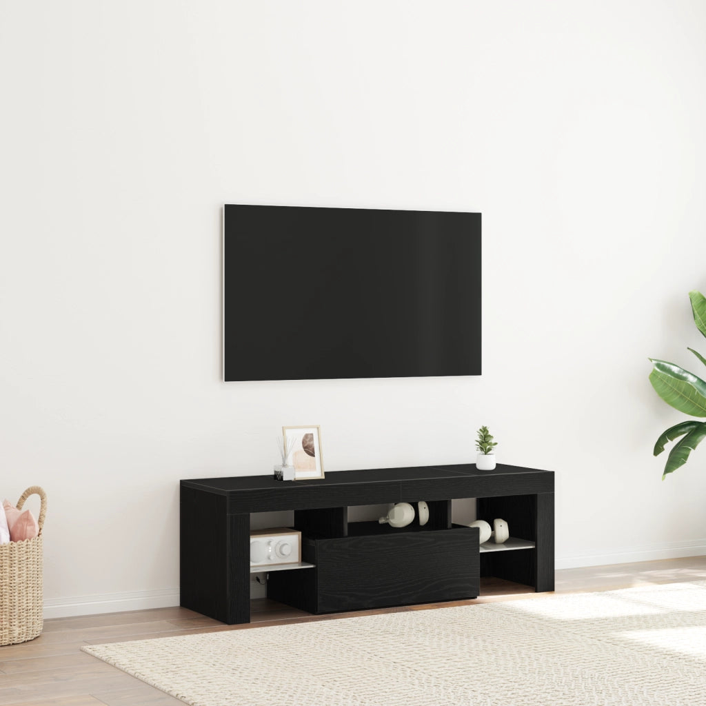 Mobile TV  con luci LED - Nero Rovere 120x35x40 cm